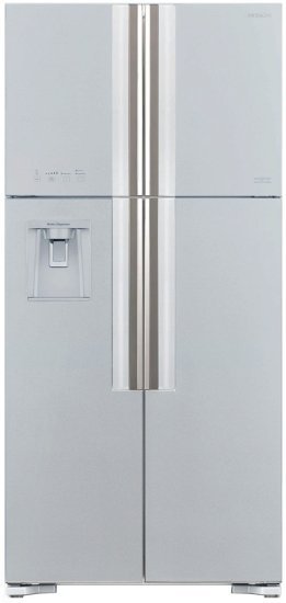 מקרר אינוורטר 4 דלתות מקפיא עליון 586 ליטר Hitachi R-W660PRS7-GS - זכוכית כסופה