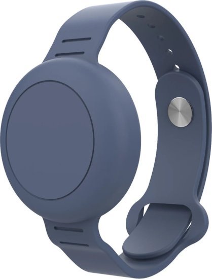 רצועת יד מסיליקון ל-Apple AirTag דגם Aetheris מבית Camel Mountain - צבע כחול אפור