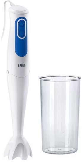 בלנדר מוט + מיכל 600 מ''ל Braun Minipimer 3 Smoothie+ MQ3000WH 700W - צבע לבן / כחול