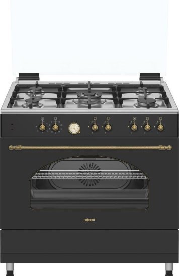 תנור משולב כיריים גז 98 ליטר 9 תוכניות 5 מבערים Fujicom FJ-FSC9095BK - צבע שחור