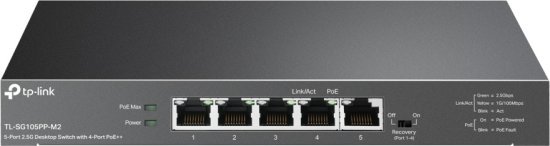 מתג שולחני TP-Link 5 Ports 2.5G Multi-Gigabit with 4-Port PoE++ TL-SG105PP-M2