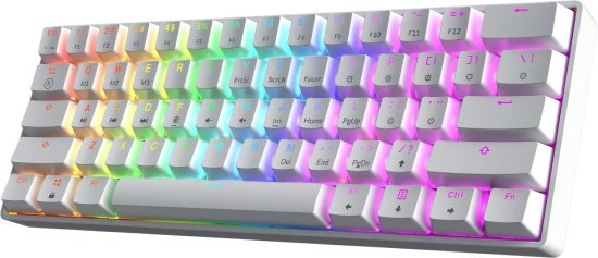 מקלדת גיימינג מכנית חוטית HK GAMING GK61 - צבע לבן