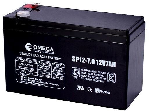 סוללת עופרת חומצה OMEGA 12V 7AH