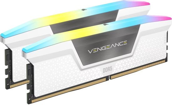 זיכרון למחשב Corsair Vengeance RGB 2x16GB DDR5 6000MT / s CL36 - צבע לבן