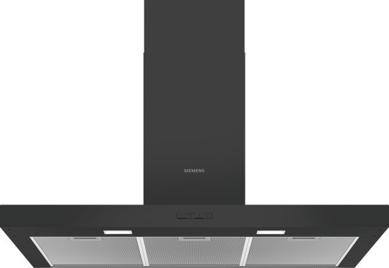 קולט אדים צמוד-קיר 90 ס''מ Siemens IQ100 LC96BBC60 - נירוסטה שחורה מוברשת - תוצרת גרמניה - אחריות יבואן רשמי BSH
