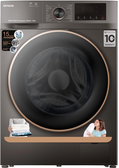 מכונת כביסה Direct Drive פתח חזית 8 ק''ג 1200 סל''ד Aiwa P11 AI80-P123111EA05E - צבע אפור