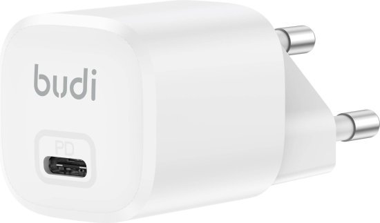 מטען קיר GaN 22W PPS USB-C מבית Budi - צבע לבן