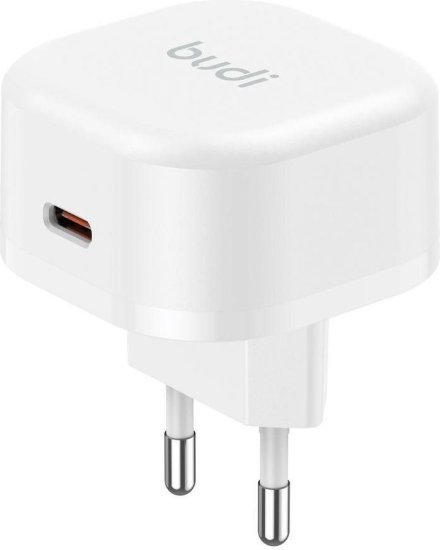 מטען קיר USB-C PD 20W מבית Budi - צבע לבן