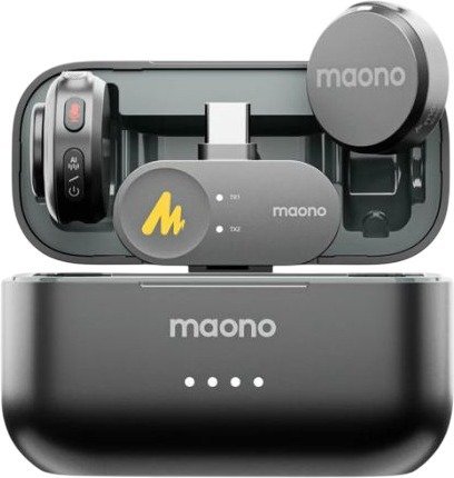 מערכת מיקרופוני דש אלחוטית עם 2 משדרים ומקלט בעל חיבור Maono Wave T5 Type-C