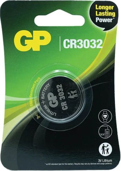 סוללת כפתור לא נטענת CR3032 Lithium 3V 500mAh מבית GP
