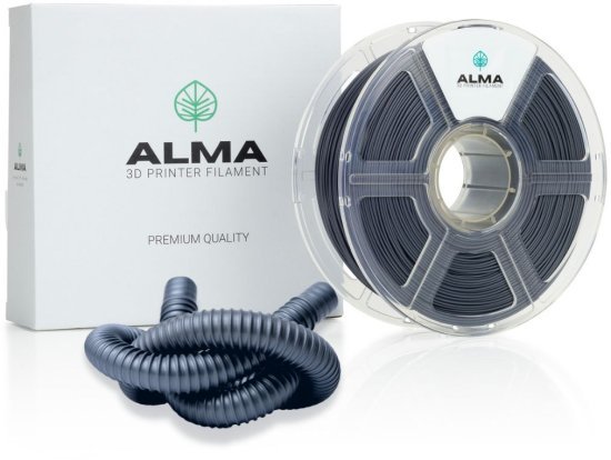 סליל הדפסה (פילמנט) 1.75 מ”מ / 1 ק”ג דגם TPE FLEXIBLE מבית ALMA - צבע אפור - בעל אישור FDA