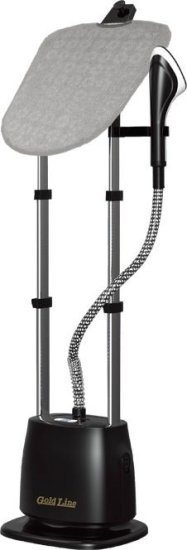 מערכת גיהוץ מתכווננת עם מגהץ קיטור אנכי 1580W מבית Gold Line - צבע שחור