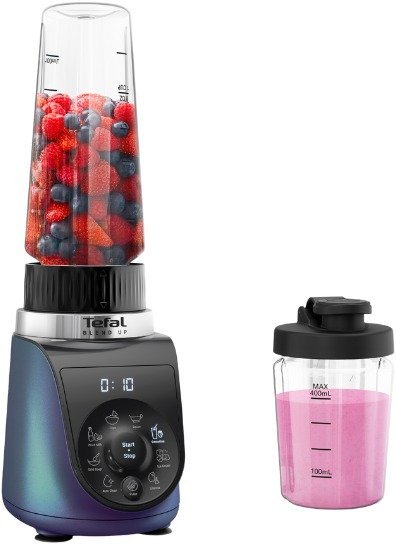 בלנדר שייקר עוצמתי 700 מ''ל + מיכל 400 מ''ל Tefal Blend Up BL19H4G0 1000W - צבע כחול מטאלי