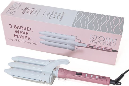 Storm - מסלסל שיער Barrel Wave Maker - צבע לבן / ורוד