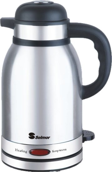 מציאון ועודפים - קומקום נירוסטה חשמלי תרמוס שומר חום 1.5 ליטר 1475W דגם SE-493 מבית Selmor - צבע נירוסטה