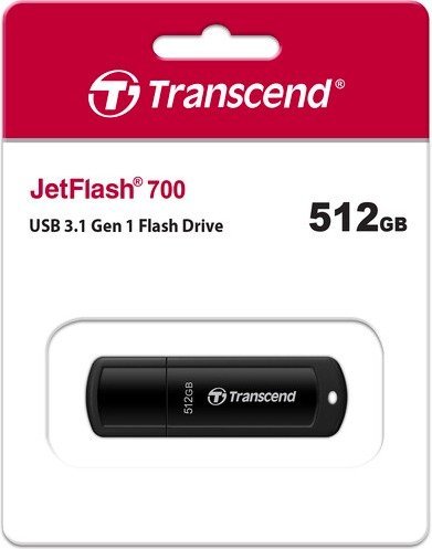 זכרון נייד Transcend JetFlash 700 USB 3.1 512GB TS512GJF700 - צבע שחור