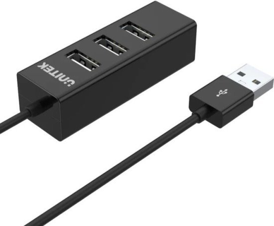 מפצל 4 חיבורים USB 2.0 דגם Y-2140 מבית Unitek - צבע שחור - שנתיים אחריות על ידי היבואן הרשמי