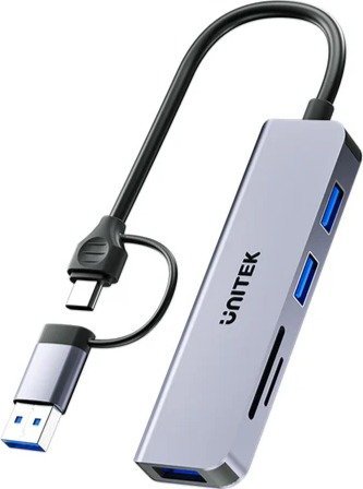 מפצל 5 חיבורים דגם H1320AGY01 מבית Unitek - שנתיים אחריות על ידי היבואן הרשמי