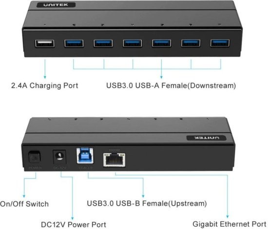 מפצל 8 חיבורים דגם Y-3198 מבית Unitek - שנתיים אחריות על ידי היבואן הרשמי