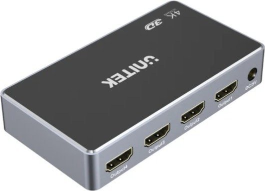 מפצל חיבור HDMI ל-4 חיבורי HDMI מבית Unitek - שנתיים אחריות על ידי היבואן הרשמי