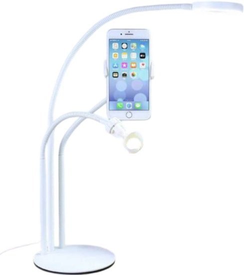 ערכת סטרימינג 3 ב-1 עם מעמד לסמארטפון + תאורת LED + מחזיק למיקרופון דגם BGD006 מבית XO - צבע לבן