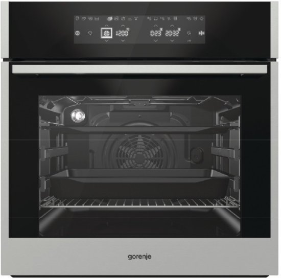 תנור בנוי 71 ליטר 15 תוכניות 60 ס''מ Gorenje DirecTouch BO758A33XG - פאנל זכוכית שחורה עם מסגרת נירוסטה