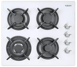 מציאון ועודפים - כיריים גז 60 ס''מ 4 להבות Fujicom FJ-GH755W - זכוכית לבנה
