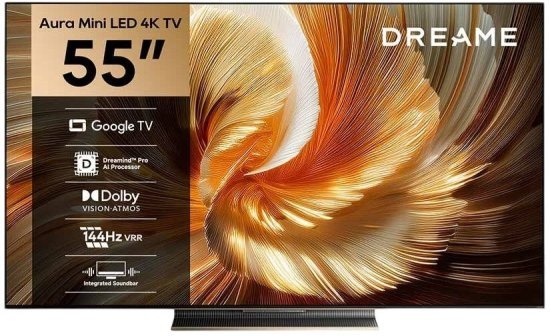 טלוויזיה חכמה ''Dreame Aura Mini LED 4K S100 55 - שלוש שנות אחריות יבואן רשמי על ידי קריסטלינו
