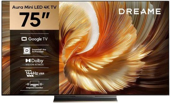 טלוויזיה חכמה ''Dreame Aura Mini LED 4K S100 75 - שלוש שנות אחריות יבואן רשמי על ידי קריסטלינו