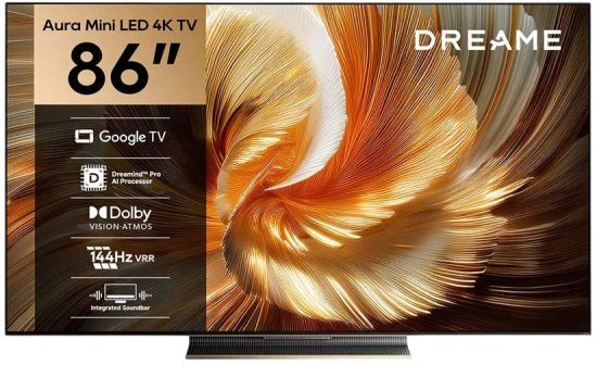 טלוויזיה חכמה ''Dreame Aura Mini LED 4K S100 86 - שלוש שנות אחריות יבואן רשמי על ידי קריסטלינו