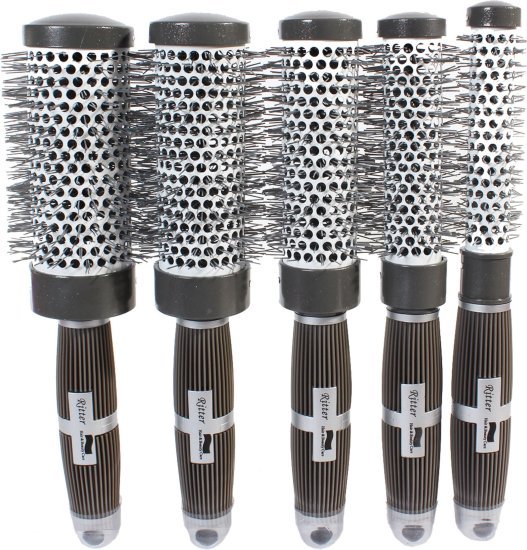 Ritter - סט 5 מברשות פן קרמיות - צבע אפור