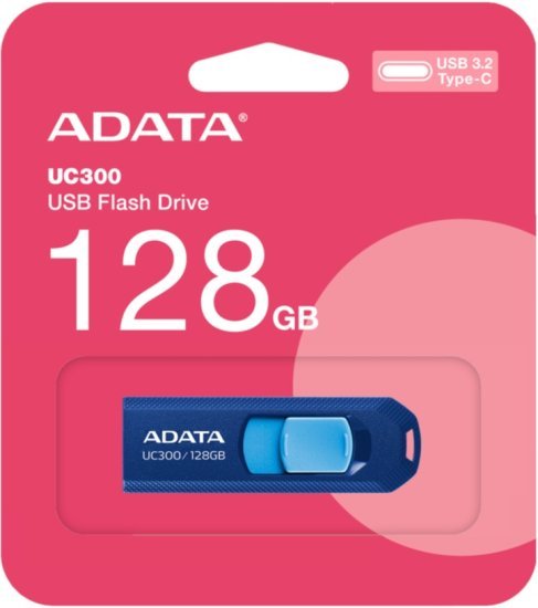 זיכרון נייד USB-C דגם UC300 נפח 128GB מבית Adata - צבע כחול Navy