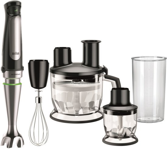 בלנדר מוט 5 ב-1 1000W דגם MQ7085X סדרת MultiQuick 7 מבית Braun - צבע נירוסטה ושחור