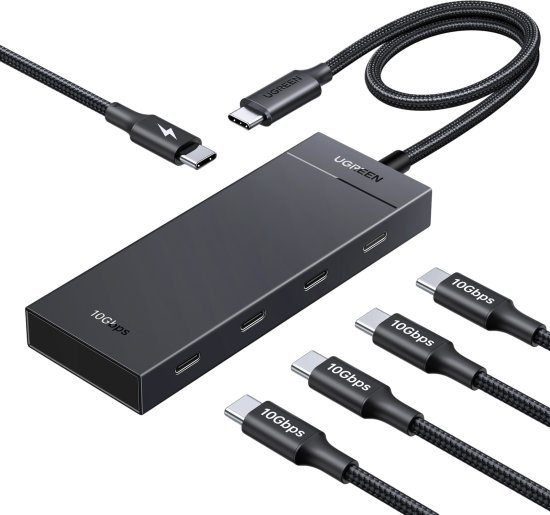 מפצל USB-C ל-4 חיבורי USB-C וחיבור PD מבית UGREEN