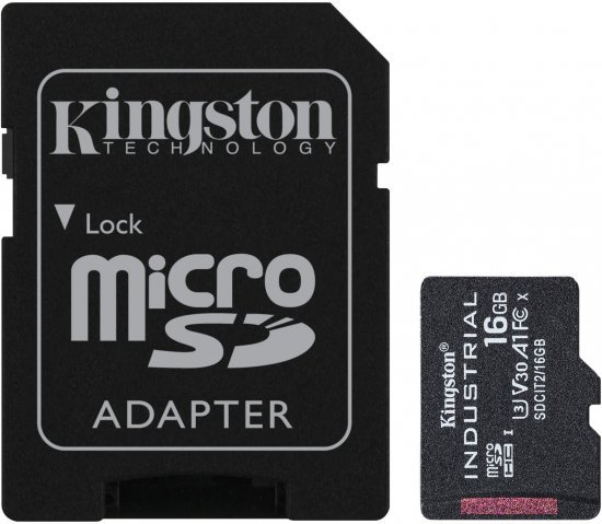 מציאון ועודפים - כרטיס זיכרון עם מתאם Kingston Micro SDHC INDUSTRIAL 16GB Class-10 UHS-I SDCIT2 / 16GB - נפח 16GB