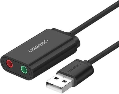 כרטיס קול חיצוני USB-A לאוזניות ומיקרופון מבית UGREEN - אורך כבל 15 ס''מ