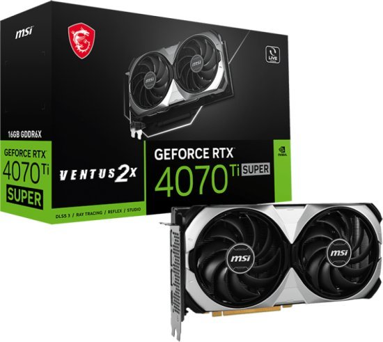 מציאון ועודפים - כרטיס מסך MSI GeForce RTX 4070 Ti SUPER VENTUS 2X 16GB GDDR6X HDMI 3xDP