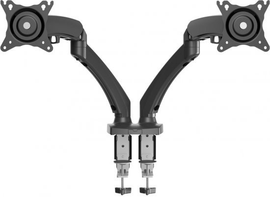 זרוע פניאומטית כפולה למסכי מחשב שטוחים / קעורים במידות  "29-"13 מבית Barkan