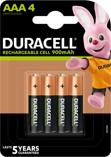 4 סוללות AAA 900mAh נטענות Duracell