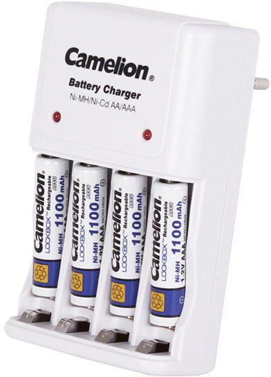 4 סוללות AAA נטענות 1100mAh כולל מטען AA / AAA של חברת Camelion