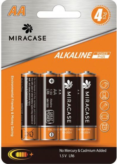 4 סוללות AA לא נטענות Miracase Alkaline