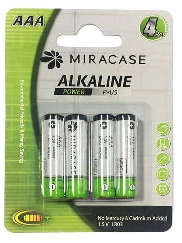 4 סוללות AAA לא נטענות Miracase 1.5V LR03 Alkaline
