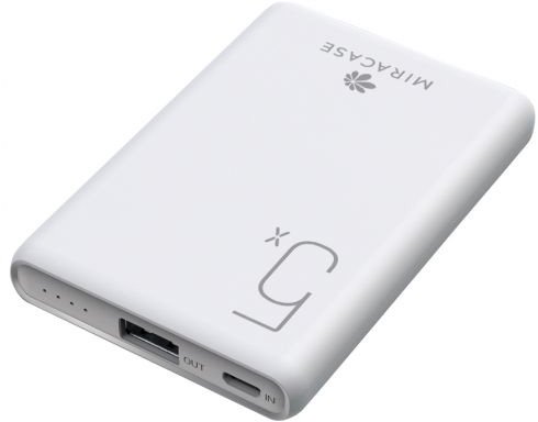 סוללת חירום ניידת Miracase 5000mAh PowerBank USB - צבע לבן