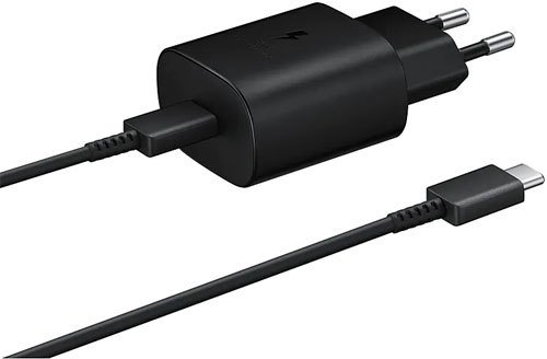 מטען קיר מהיר Samsung Super Fast Travel Charger 25W + כבל USB Type-C - צבע שחור