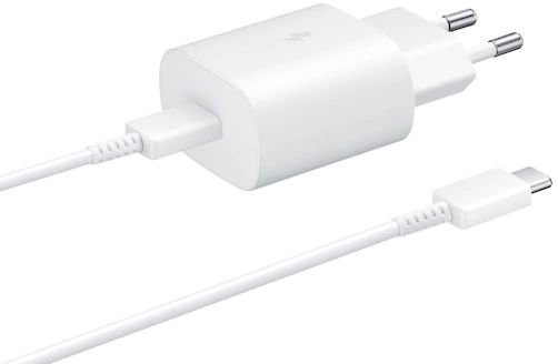 מטען קיר מהיר Samsung Super Fast Travel Charger 25W + כבל USB Type-C - צבע לבן