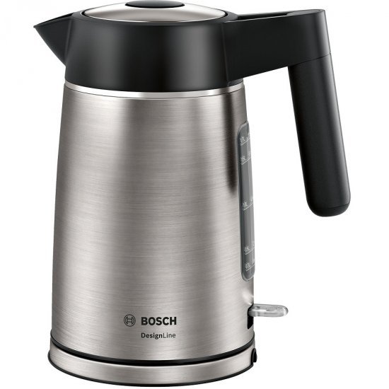 קומקום נירוסטה כסופה 1.7 ליטר Bosch DesignLine TWK5P480 2400W - שנתיים אחריות יבואן רשמי BSH